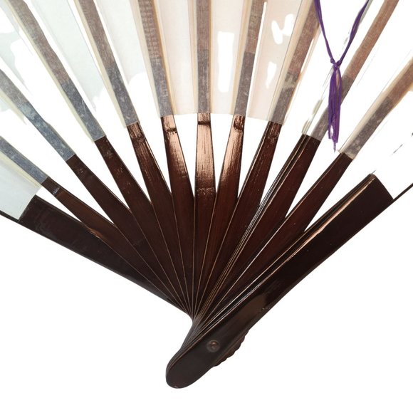 Japanese Folding Fan Ink Wash Pattern Silk 36" x 20" Spread - Picture 14 of 14